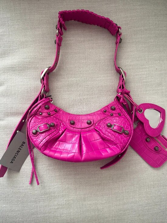 Balenciaga Handbags - 🔥 Balenciaga Le Cagole XS Croc Embossed Shoulder Bag – Hot Pink – BNWT 🔥